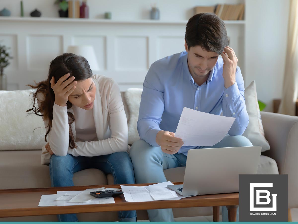 Couple stressed about finances possibly facing bankruptcy fraud implications