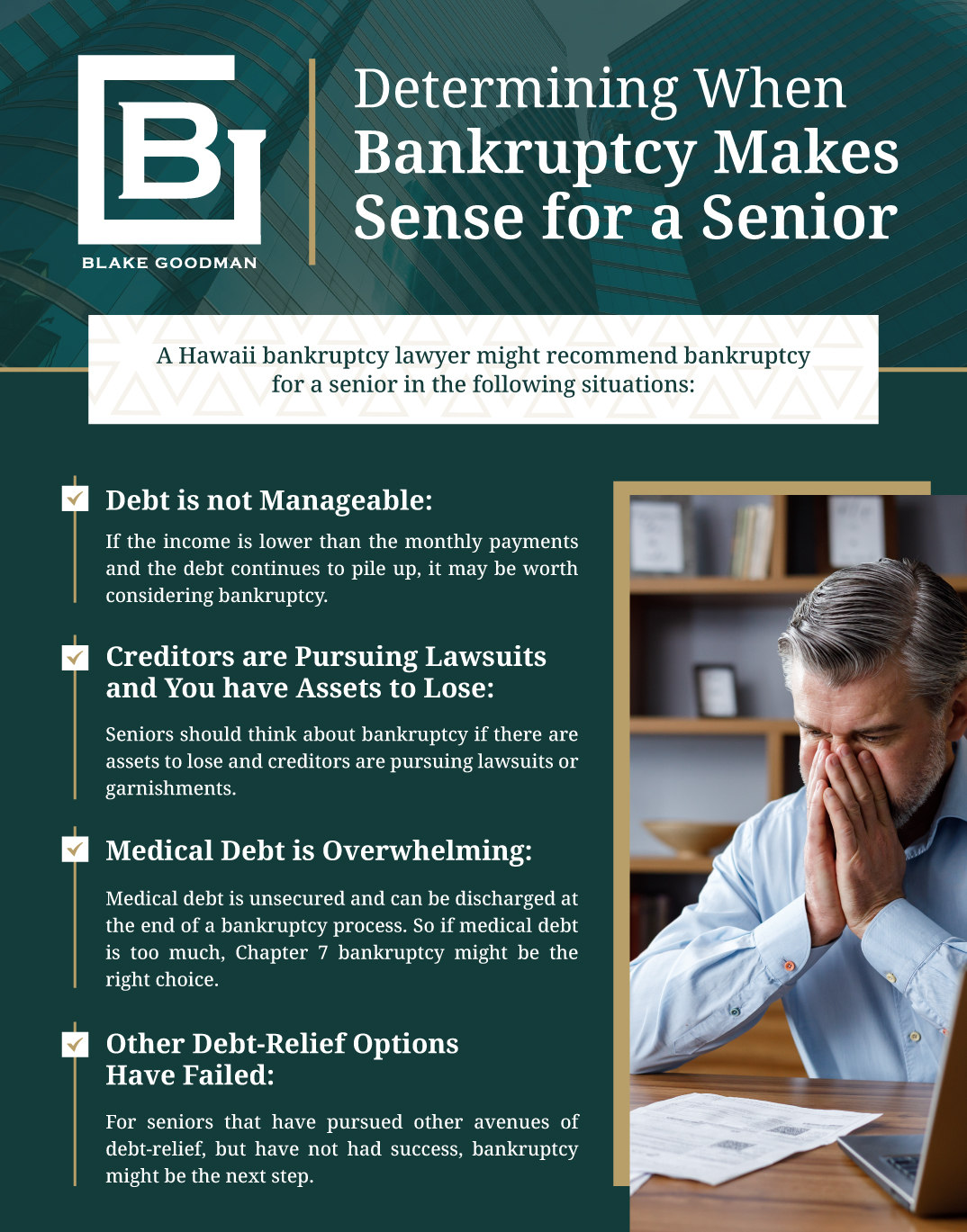 Infographic that shows When Bankruptcy Makes Sense for a Senior