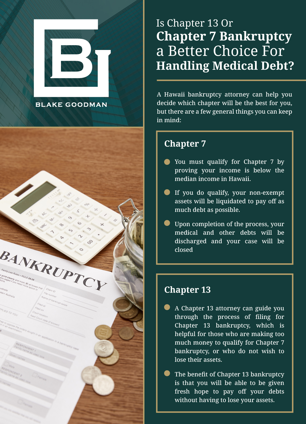 Infographic that explains Chapter 13 and Chapter 7 Bankruptcy
