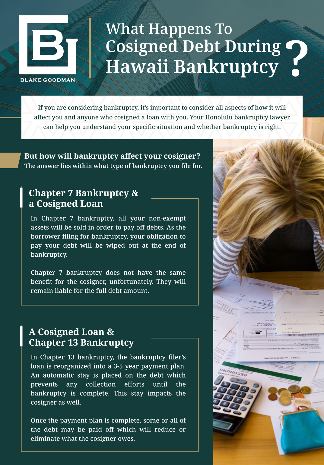 Infographic that explains What Happens To Cosigned Debt During Hawaii Bankruptcy